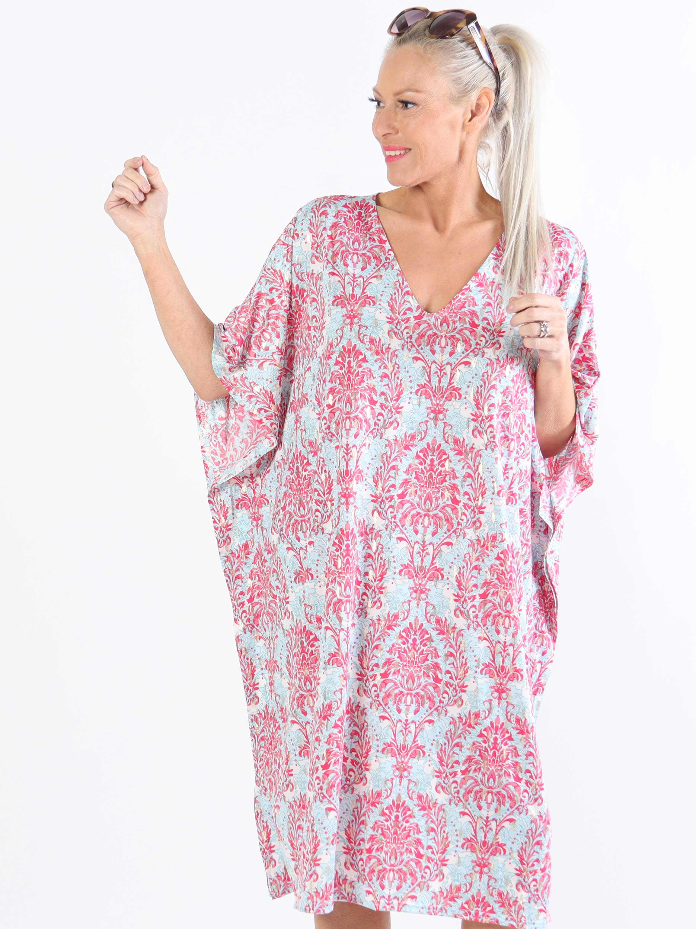 Azmina Royal - Elastisk plus size tunikakjole i loose fit